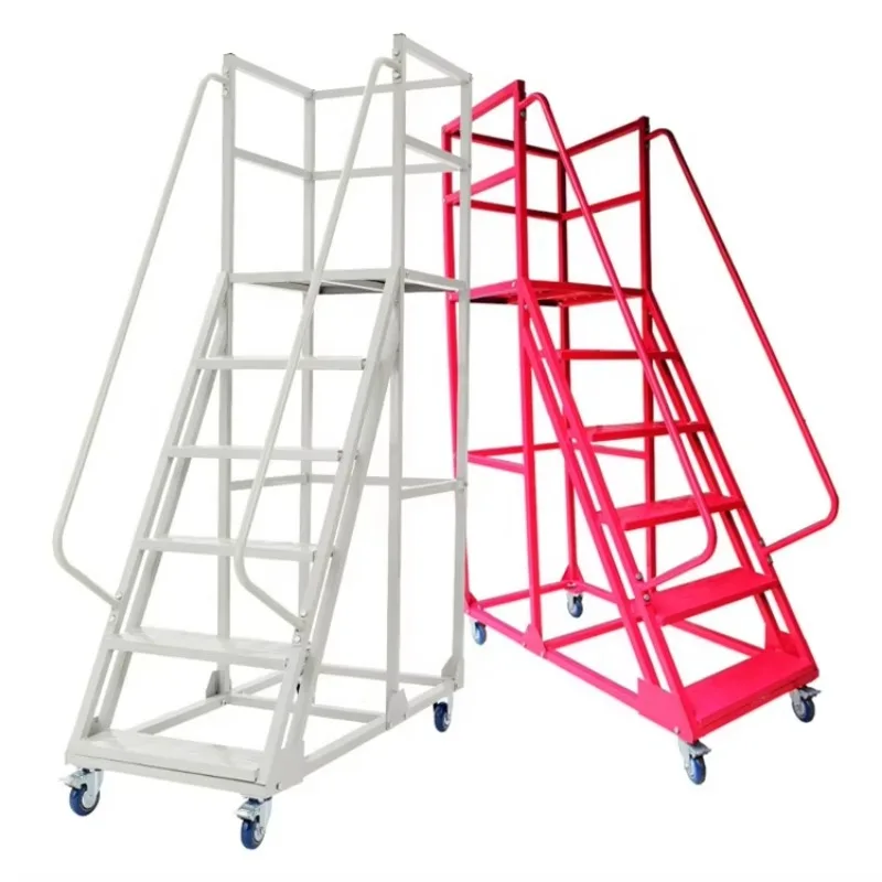 Durable Use Bargain Warehouse Storage Steel Mobile Color Ladder