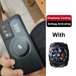 For Poco F5 Pro Graphene Heat Dissipation Case For Xiaomi Poco F5Pro Breathable Cooling Back Cover + Rechargeable Mute Cooler