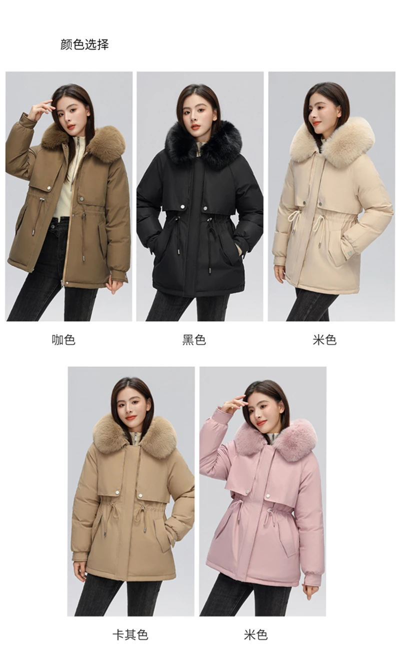 Winter Coat New Women's Thick Cotton Jacket Women's Medium Long Korean Version Fur Collar Coat Female Warm Parka Overcoat