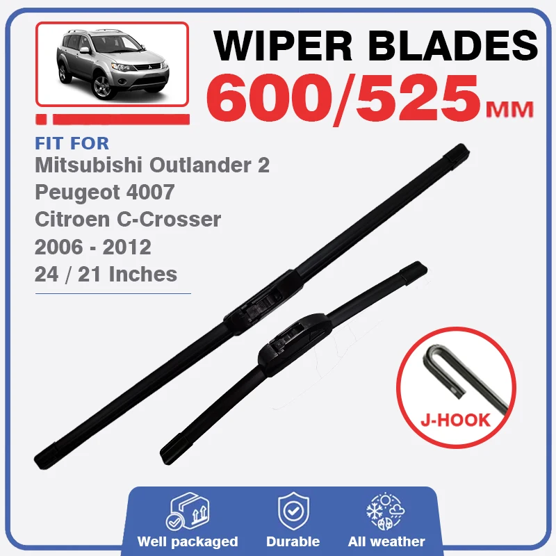 Front Wiper Blades For Mitsubishi Outlander 2 2006 - 2012 CW ZG Peugeot 4007 Citroen CCrosser Windscreen Windshield Accessories