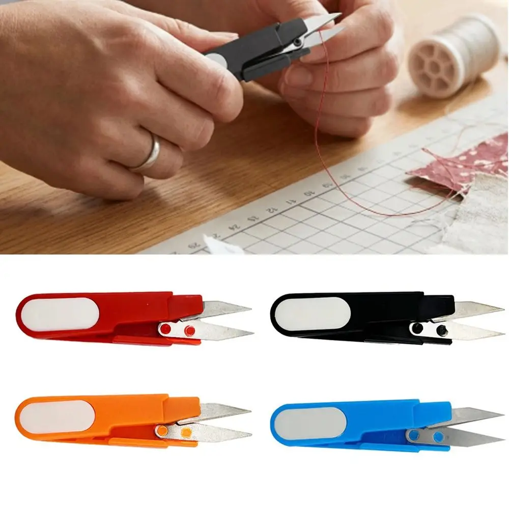 8PCS U-Type Thread Cutter Multipurpose 4 Colors Crossstitch Clipper with Protective Cover Lightweight Craft Scissors