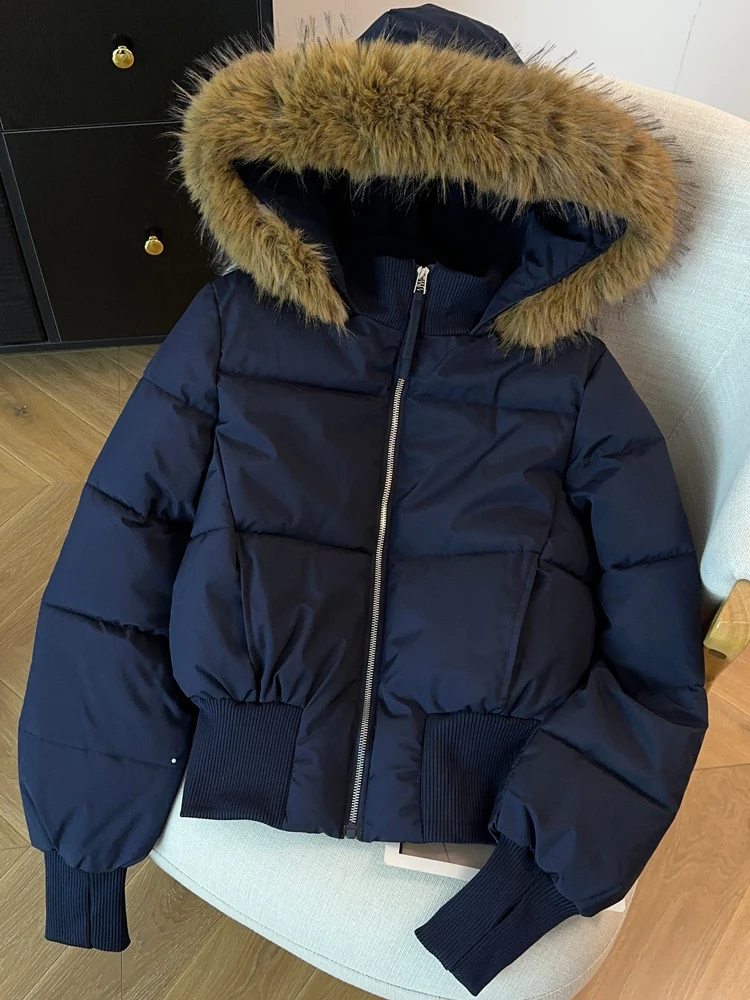 الوردي الحلو كبير الفراء طوق مقنعين سترة قطن المرأة شتاء جديد سليم أسفل القطن مبطن ملابس خارجية سميكة الدافئة سنوسويت #2