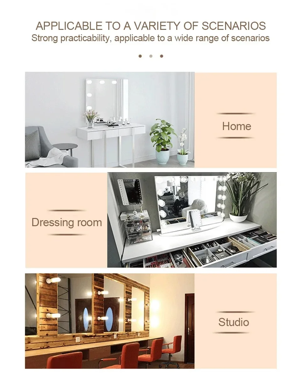 المهنية LED مرآة ماكياج مصابيح كهربائية الخلفية مرآة USB عكس الضوء الجدول يشكلون سطح المكتب مصباح 3 لون هوليوود الغرور الخفيفة