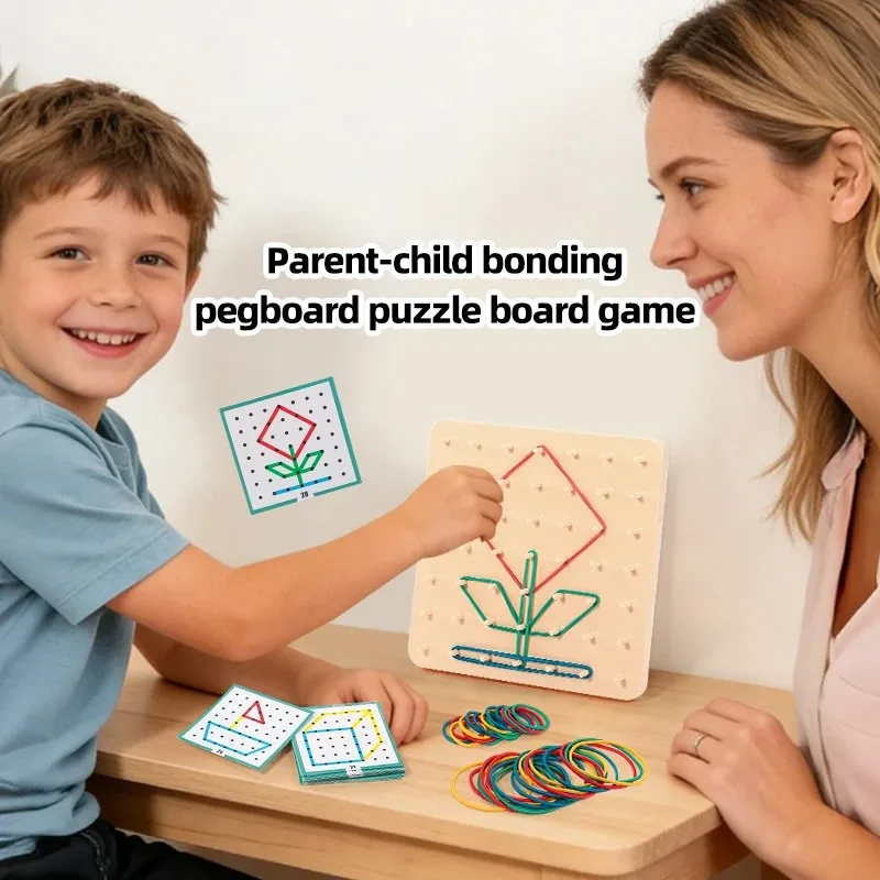Montessori Geoboard Nail Board Educational Geometric Shape Puzzle Kids Learning Toy Math Manipulative Creative Pattern Design