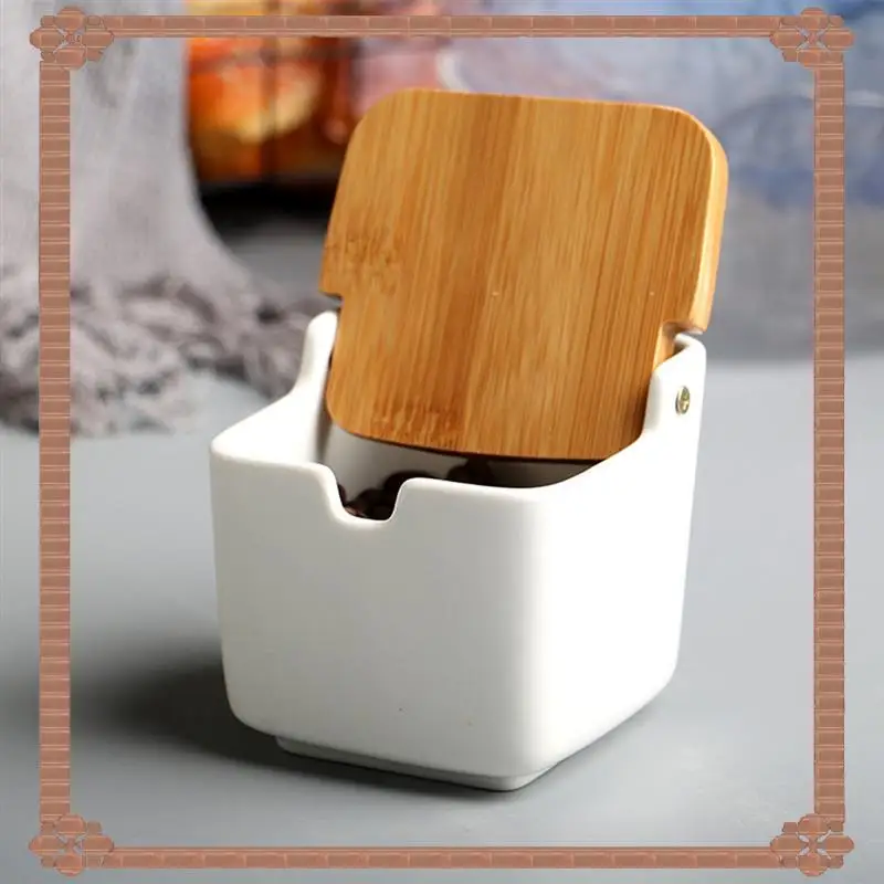 

24-часовая доставка квадратной банки для специй серии A с откидной крышкой и подносом для современных домашних кухонь