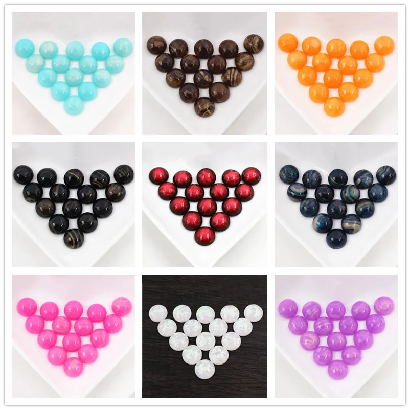 New Fashion 40pcs 12mm Red Colors Stylish Brushed Style Flat back Resin Cabochons Cameo