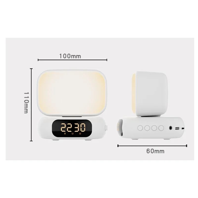 Atmosphere Night Light Musicsound Night Light Small Speaker LED Desktop Rotating Clock White-AC17