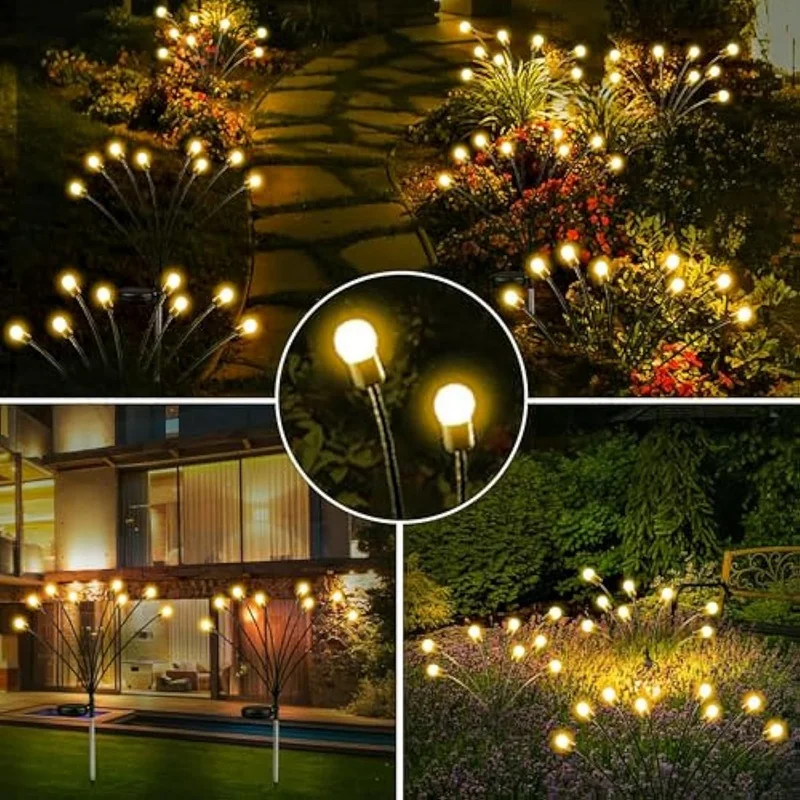 Solar Firefly Lights, tuinverlichting, waterdichte gazonverlichting voor buiten, tuinlandschapsdecoratie (warme lichten)