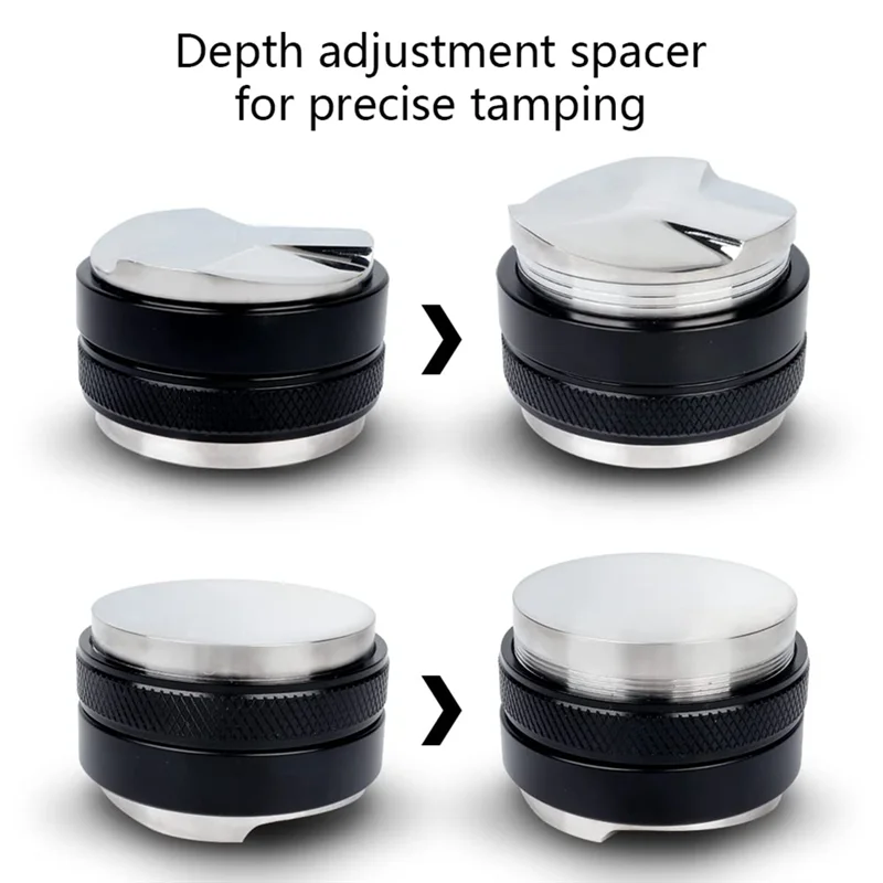 A008 51Mm 304 Stainless Steel 3 Angled Slopes and Flat Base Double Head Coffee Powder Tamper Espresso Portafilter Filter