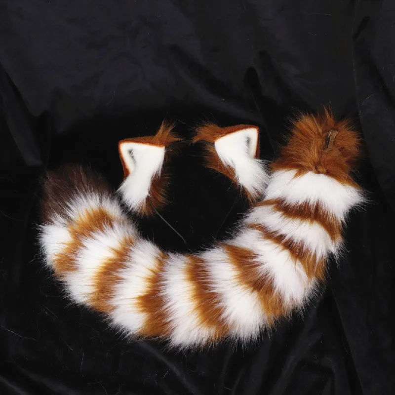 Hand-made Small Bear Ears Hairhoop Simulated Beast Animals Cosplay Tail For Halloween Christmas Game Party Cosplay Accessories