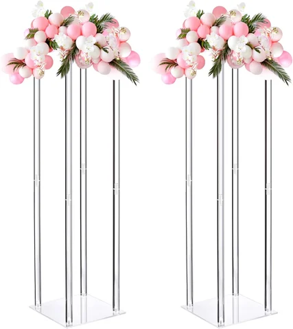 Acrylic Wedding Flower Stand Vase Column Flower Rack for Wedding Party Dinner Table Centerpiece Decoration