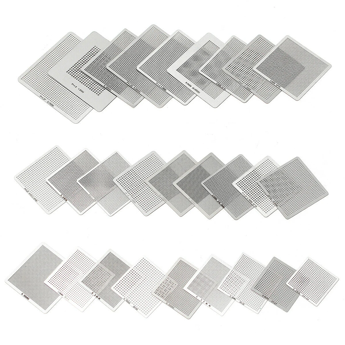 27pcs Universal Stainless Steel Reballing Rework Net Stencil Directly Heat Kit Fit For BGA IC Desktop Notebook Game Console