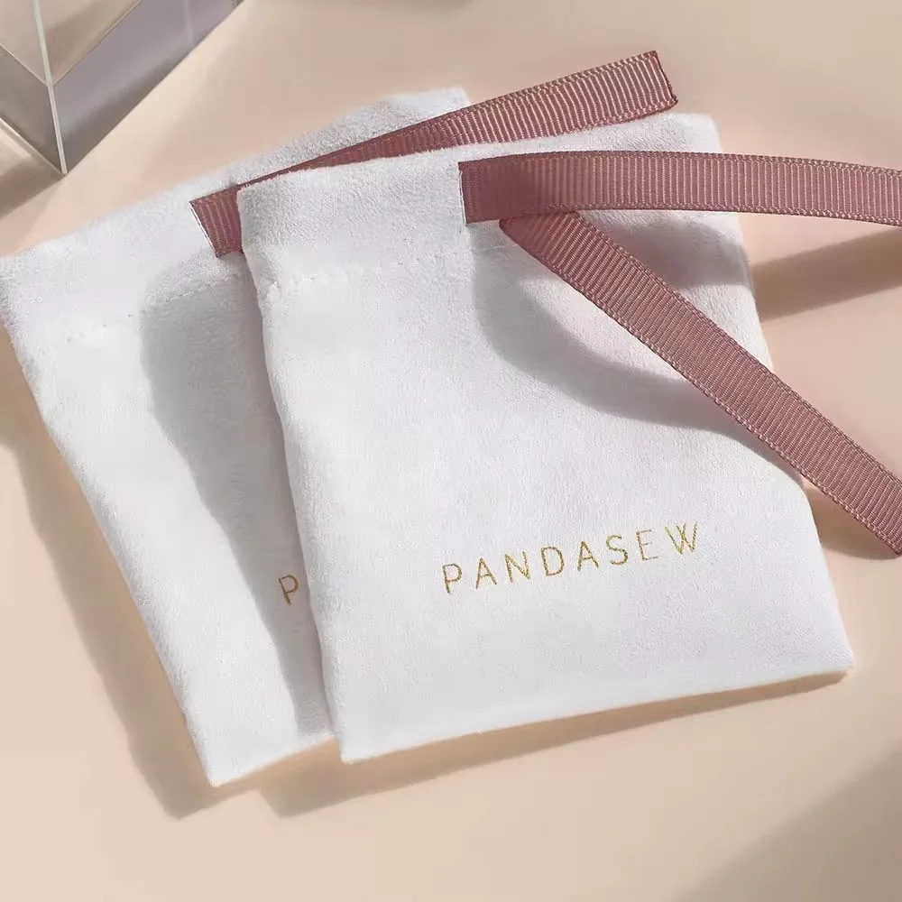 Custom Logo Suede Jewelry Pouch Drawstring Bag Necklace Bracelet Gift Drawstring Jewelry Suede Pouch
