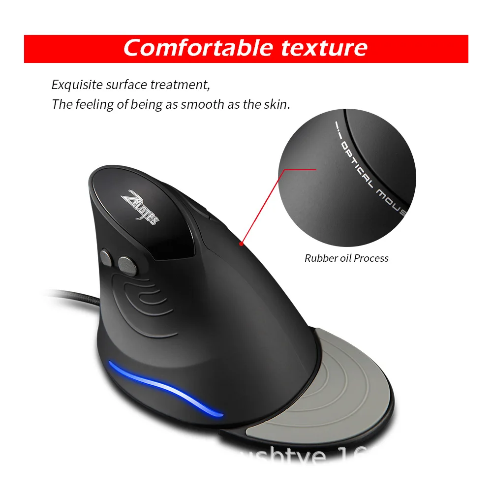 ZELOTES T30 Vertical Optical Mouse 6 Keys Ergonomic Mice USB Gaming Mouse Wired Upright Mouse with 3200 DPI for Office PC Laptop