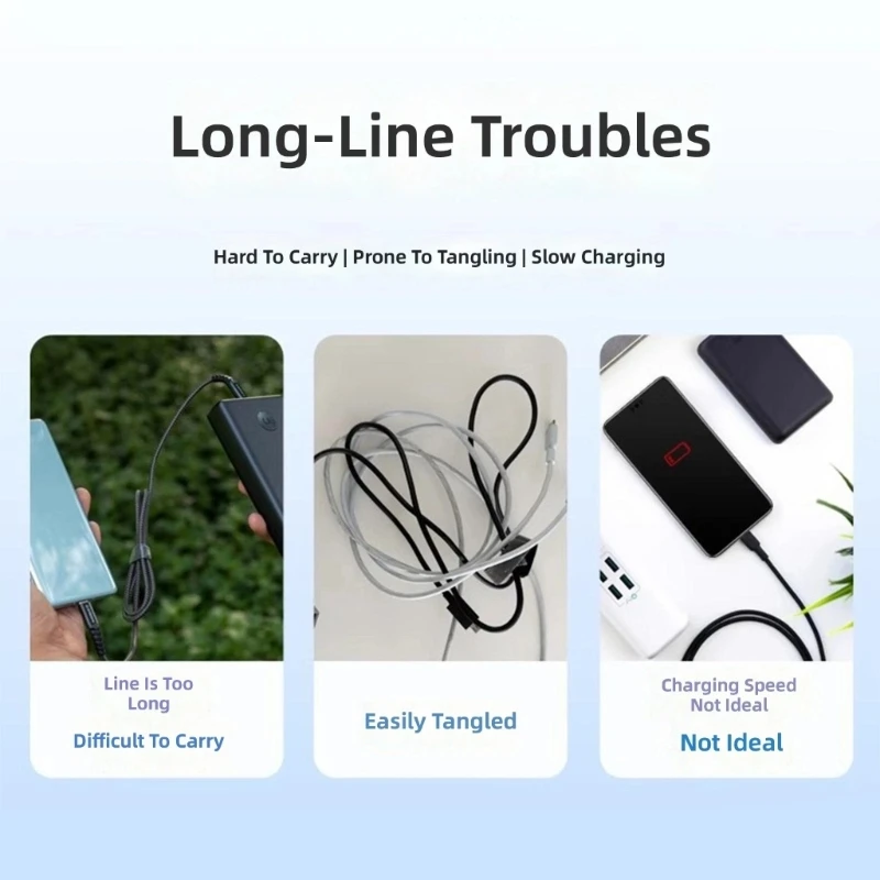 P5EA Expandable Type C Cord For Laptop Phone Tablet With 44cm To 150cm Ranging