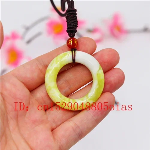 Natuurlijke Chinese Jade Hanger Ketting Charm Sieraden Dubbelzijdig Gesneden Amulet Mode Accessoires Cadeaus Voor Haar