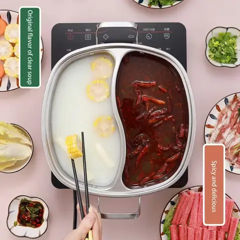 30cm/32cm/34cm 316 스테인레스 스틸 32cm 분할 냄비 퐁듀 중국 수프 냄비 유도 밥솥 요리 냄비 트윈 분할 Best5