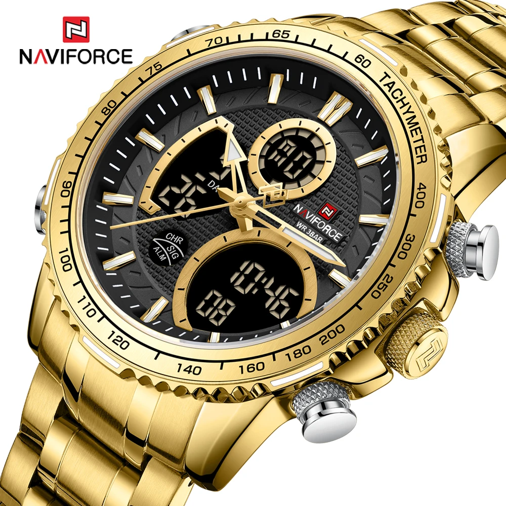 NAVIFORCE 2025 New Sport Watch for Men Luxury Original Wrist Watch Stainless Steel Mens Dual Display Military Waterproof Watches