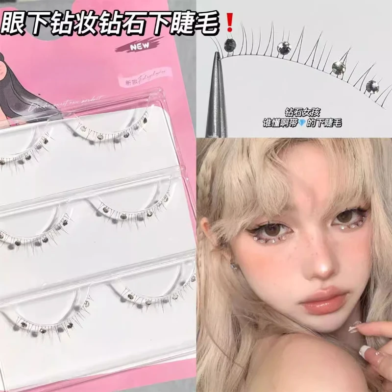 

Music Festival Christmas One Piece Whole Strip with Diamond False Eyelashes Play Makeup Transparent Terrier