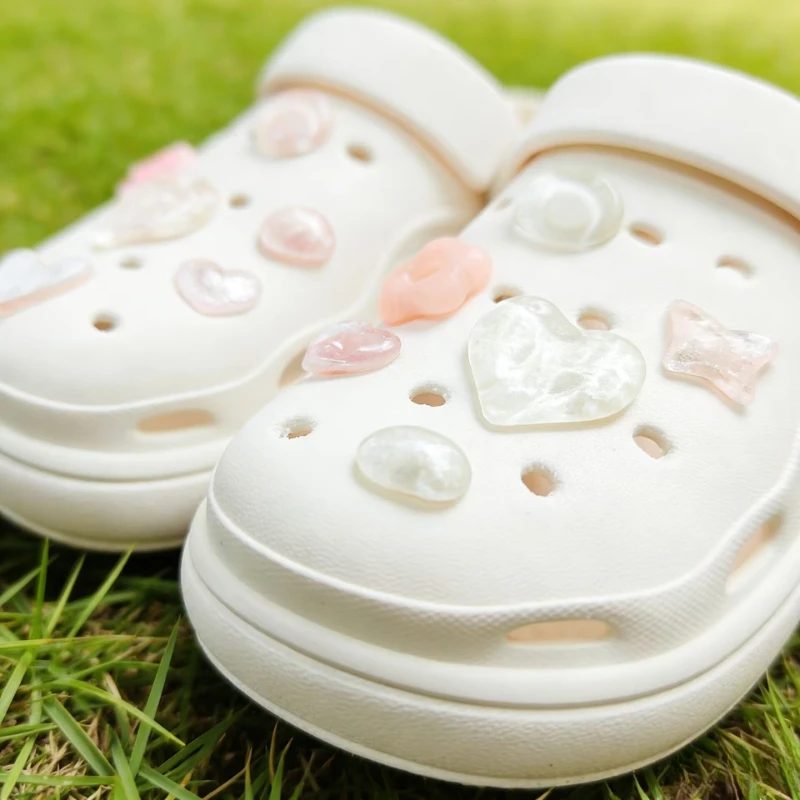 12PCS Star & Love Handmade Shoe Charms DIY Garden Decorations Designer Quality Hole Charms for Girls Gift