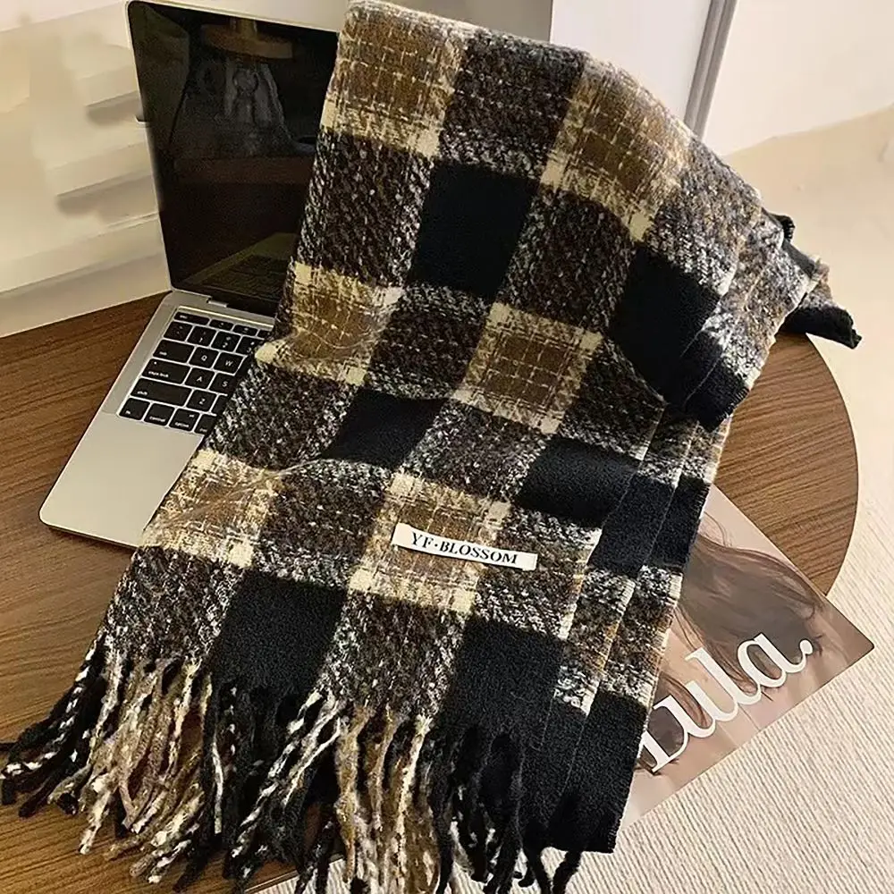 Soft 195x63cm Knitted Scarf Wool Winter Warm Thermal Neck Warmer Tassel All-match Long Scarves for Women Girls Maiden