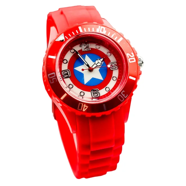 Miniso Anime Cartoon Marvel Captain America Round Quartz Children Watch Boys Student Silicone Belt Wristwatch Christmas Gift