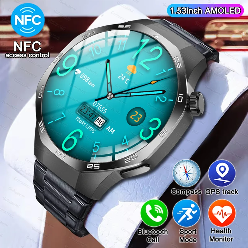 NFC Smartwatch new Watch 5 Bluetooth Call AMOLED Screen GPS Tracker Health Monitoring Business Smart Watch For Huawei Xiaomi IOS