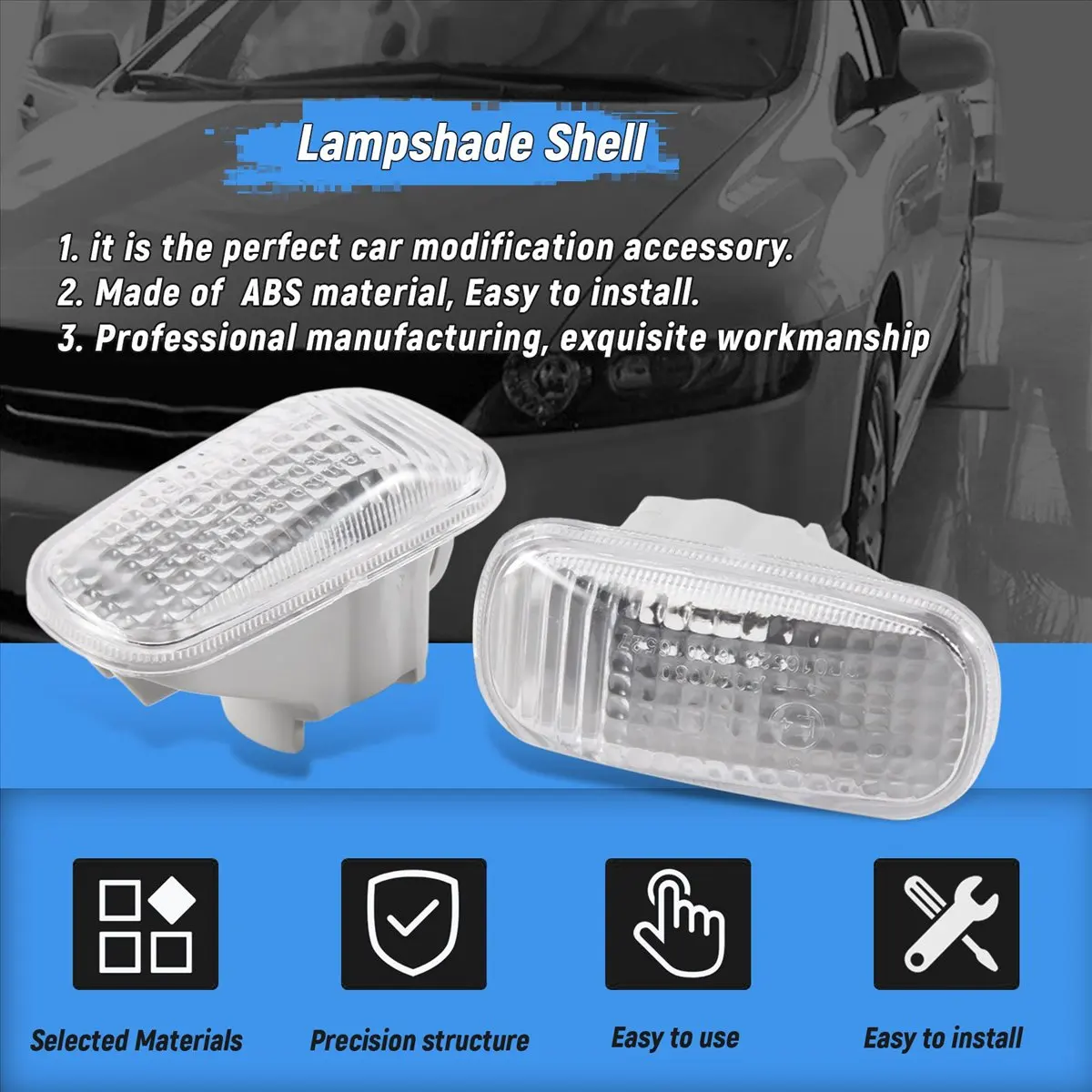 #80X (White)2Pc Car Side Baffle Turn Signal Light Lamp Shade Shell Cover Housing,Automotive Parts & Accessories