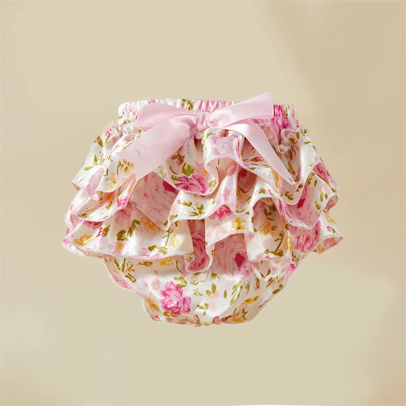 

Toddler Ruffle Print Panties Girl's Underwear Babys Briefs Cotton Fabric Bow Diaper Baby Short