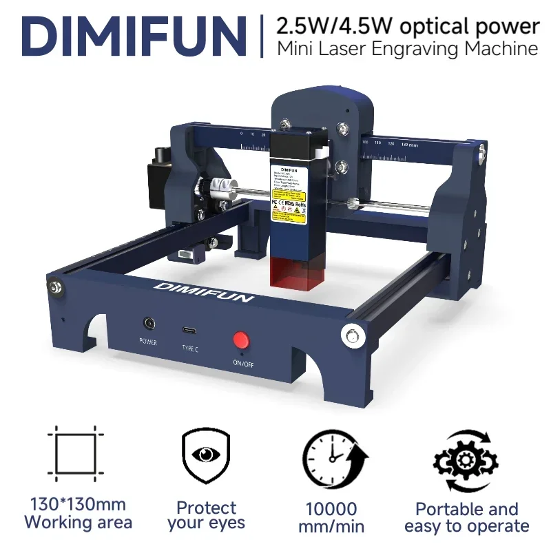 

Mini Laser Engraving Machine CNC Router 2.5W/4.5W - Desktop DIY Machine for Wood Cutting, Aluminum Oxide, PVC Engraving
