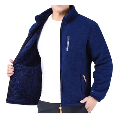 2024 Winter Men's Cashmere Jackets Casual Male Outwear Velvet Windbreaker Jackets Mens Soft Fleece Warm Coat Brand Clothing