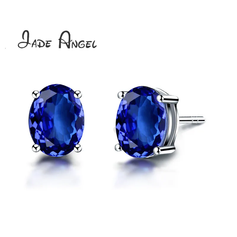 Jade Angel Multishaped 18K Gold Plated Oval Tanzania Stone Cut Tanzanite Stud Earrings for Women Wedding Jewelry Accessories