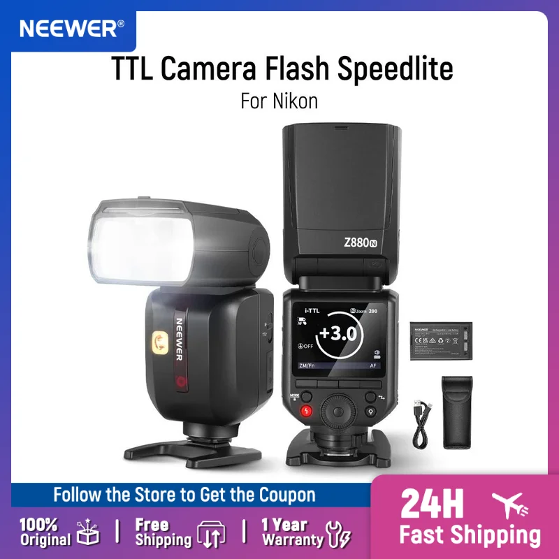 NEEWER Z880 76Ws 2.4G TTL Camera Flash Speedlite Compatible with Canon/Nikon/Sony Diffuser & Adapter Upgraded UI Modeling Lamp