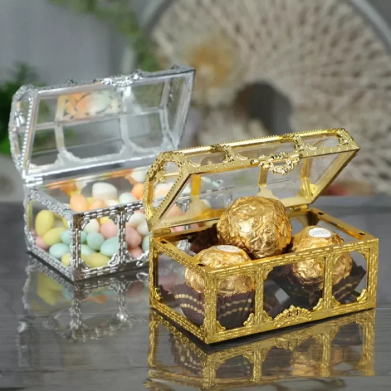 Vintage Transparent Pirate Treasure Storage Box Candy Trinket for Jewelry Crystal Gem Trinket Box Holder Organizer Earrings Box