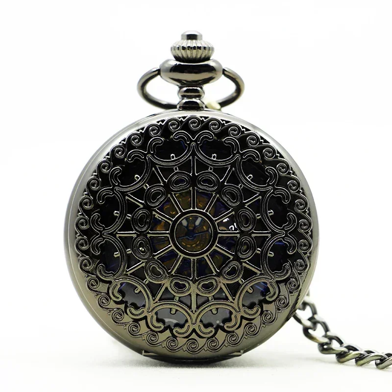 Antique Vintage Charm Hollow Skeleton Mechanical Pocket Watches Personalised Steampunk Necklace Pendant with Chain Clock Gifts