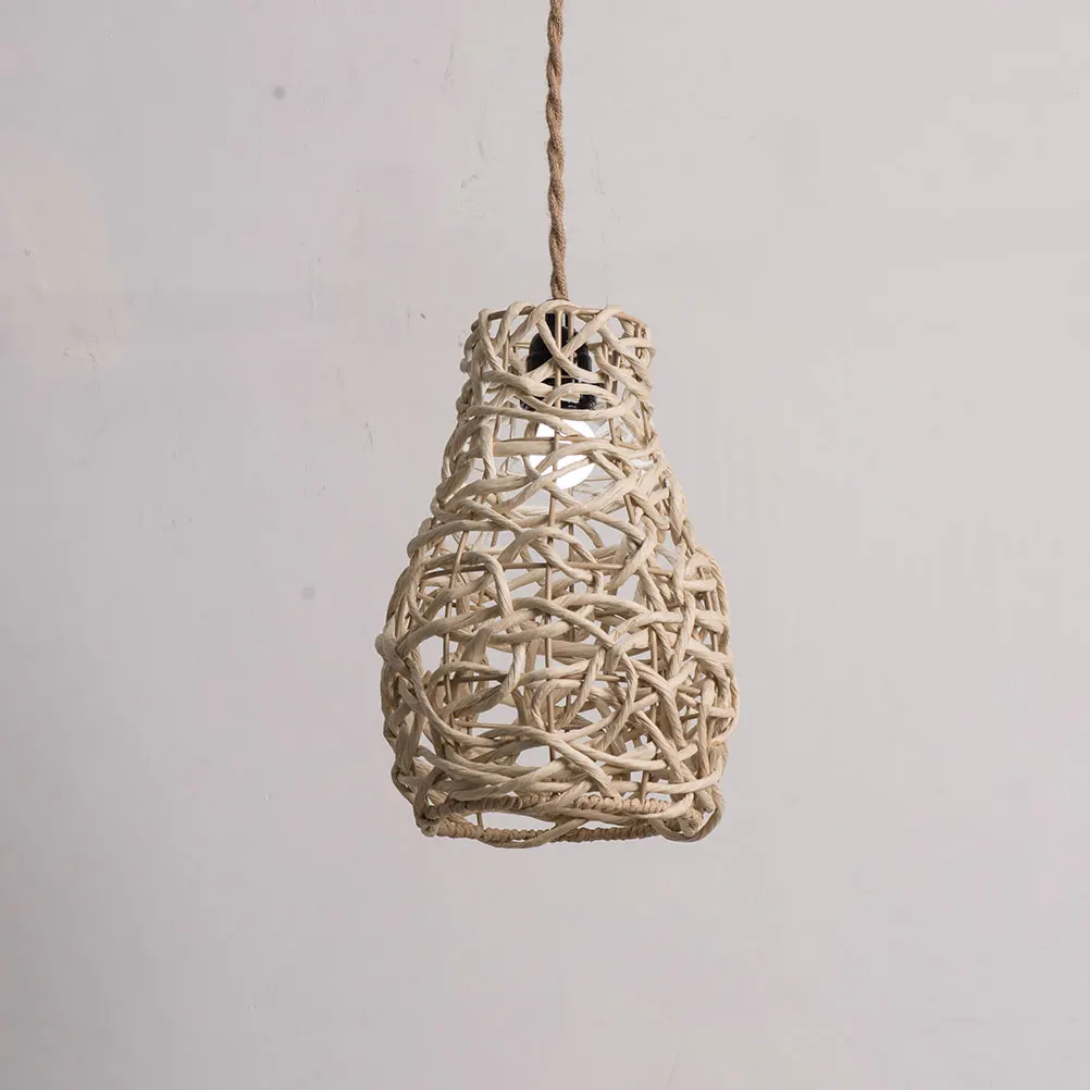 

Paper Rope Woven Lampshade 6cm Outer 4cm Inner E27 Bulb Pendant Light Cover Hanging Shade Decorative Indoor Large Replacement