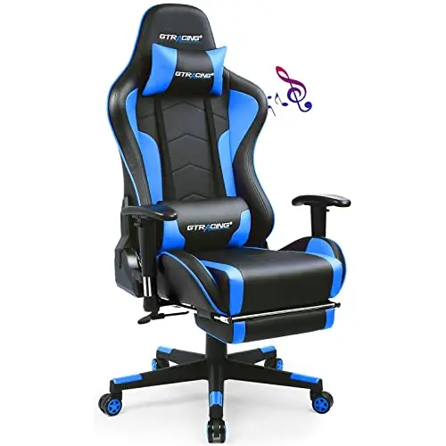 Gaming Chair with Footrest Speakers Video Game Chair Bluetooth Music Heavy Duty Ergonomic Computer Office Desk Chair