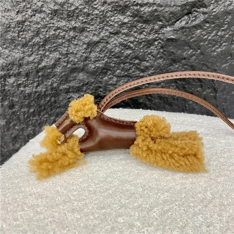 Unique Design Lamb Fur Puppy Bag Pendant Fur Integrated Cute Doll Poodle Key Chain Pendant 2025 New Girls Handmade Gift Diy