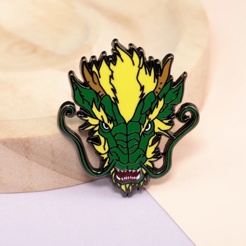 Emerald Green Chinese Dragon Enamel Pin Chinese Ancient Mythological Creature Badge Fantasy Gift Accessories