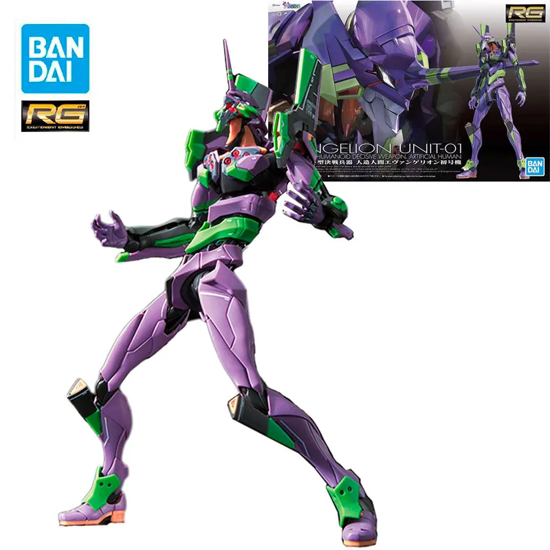 

Bandai Genuine Gundam RG Series Model Garage Kit about 16cm Anime Figure EVANGELION UNIT-01 Boy Action Assembly Collection Model