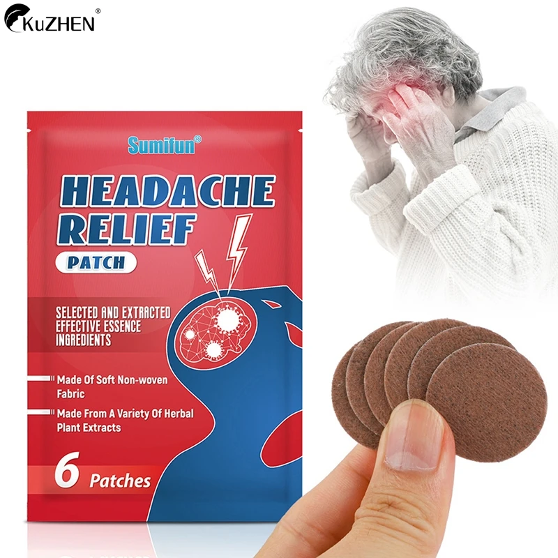 6Pcs/Bag Of Headache Relief Patch To Treat Migraine Dizziness Pain Relief And And Head Sleep Ointment Relax Helps Hea