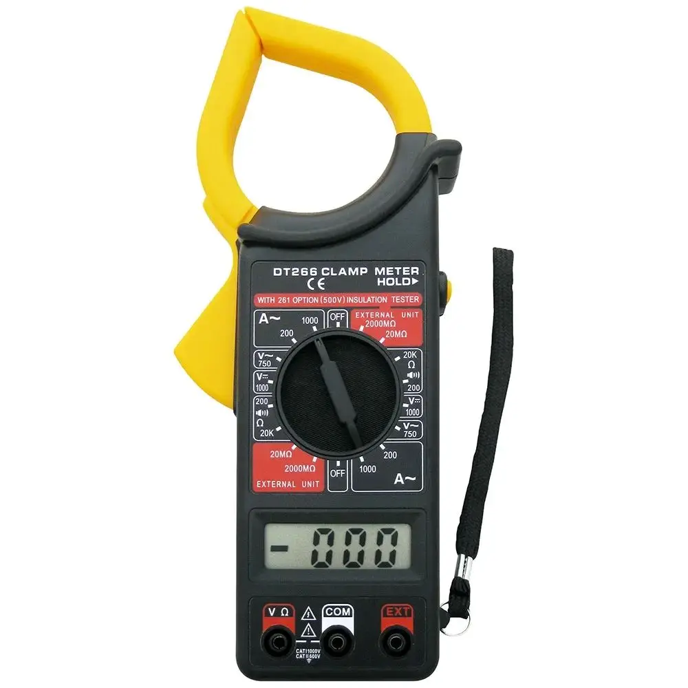 DT266 Tang Ammeter Multimeter, LCD 1999 hitungan Digital True RMS meteran jepit tegangan arus AC DC Tester Multimeter