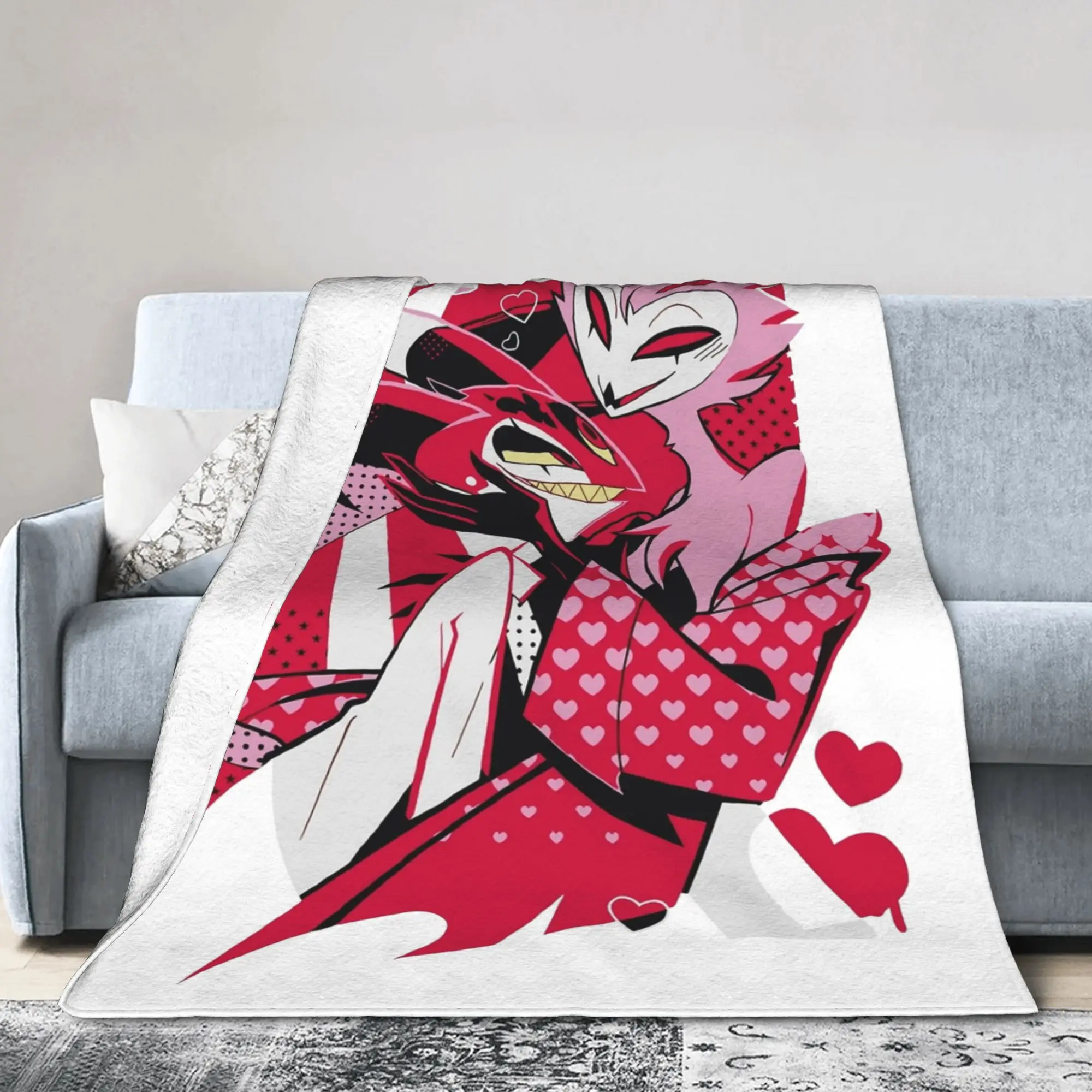 Cartoon Helluva-Boss Blankets Fleece Autumn/Winter Blitzo x Stolas Ultra-Soft Throw Blankets for Bed Car Bedspreads