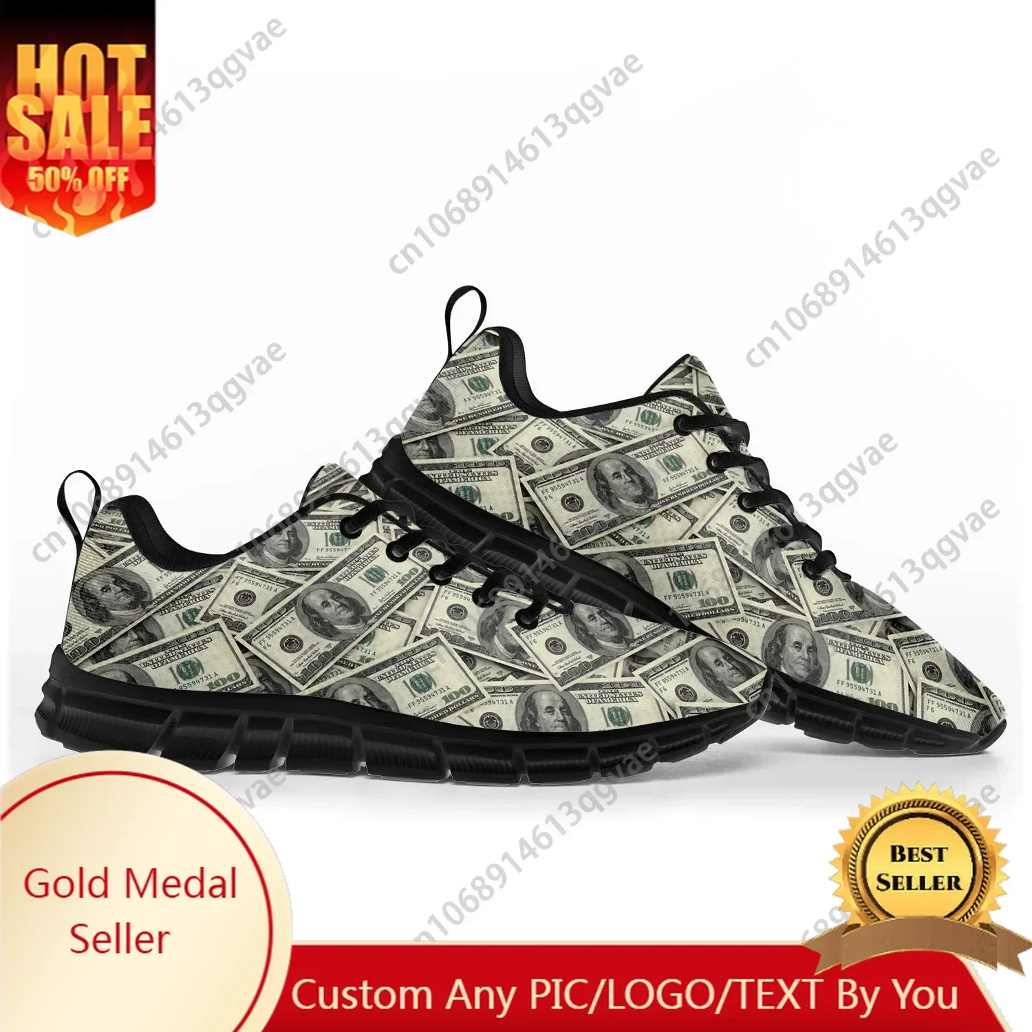 

Dollar Printed Popular Sports Shoes Mens Womens Teenager Sneakers Casual Custom High Quality Couple Shoes Black