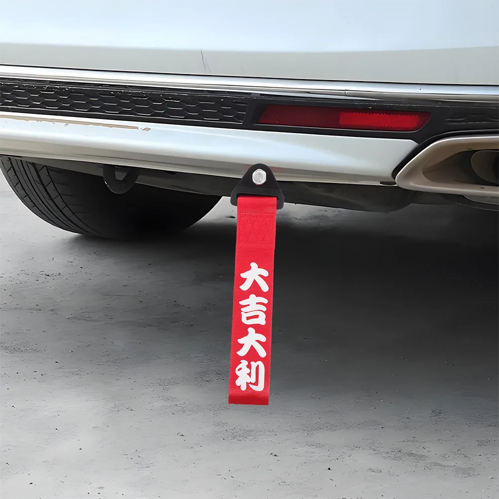 

2pcs Car Tow Strap Durable Polyester Webbing Rear Towing Hook Racing Trailer Belt Sports Winch Strong Red Ratchet