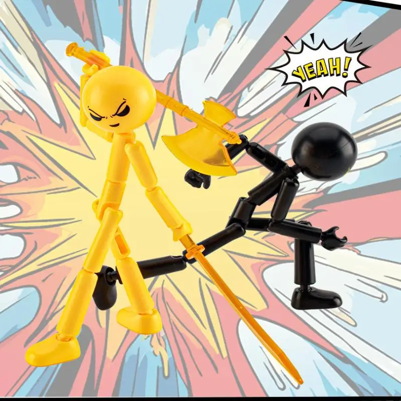 

1 Set Novelty Action Figure Stickman Assembled Robot Movable 3d Printing Mannequin Multi-jointed Stickman Toy