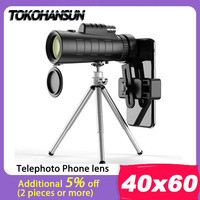 TOKOHANSUN 40X60 Monocular Telescope Mobile Phone Lens HD Zoom Monocular Binoculars with Smartphone Holde&Tripod For All Phones