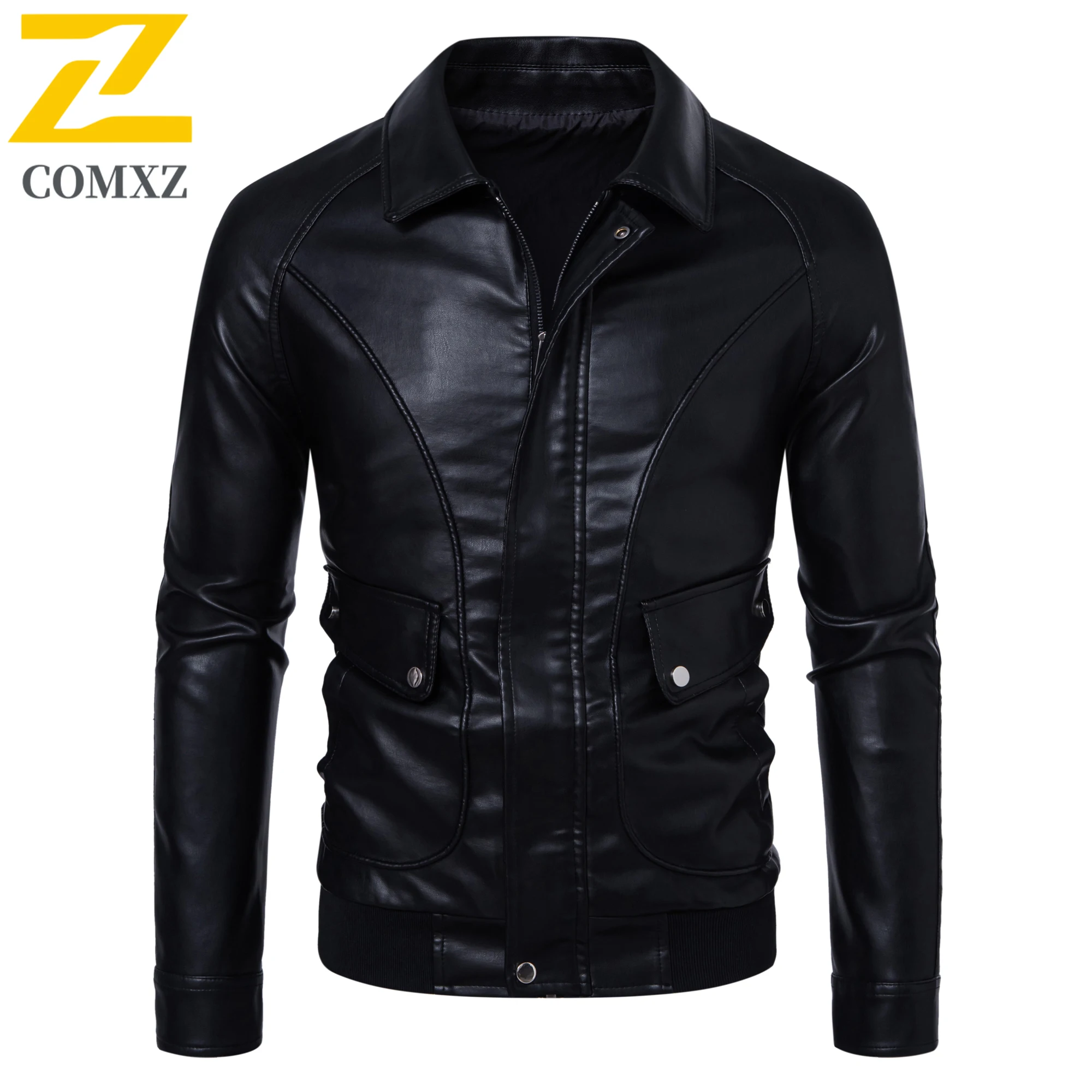

Street Retro Motorcycle Jacket Men's Urban Trendy Solid Color Windproof PU Leather Coat Autumn 2025 New Slim Faux Leather Jacket