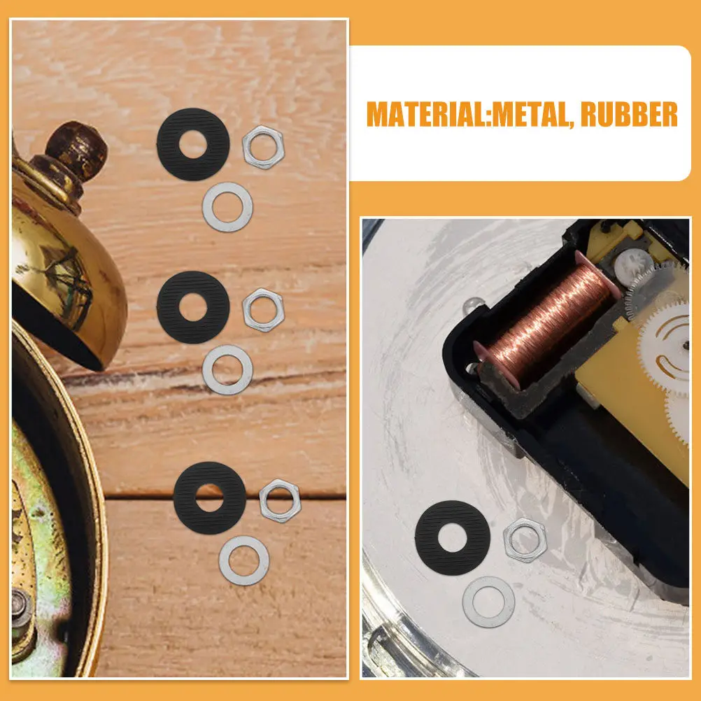 20Sets Quartz Clock Fittings Kit Nut Washer Combination with Vibration Dampening Rubber Rings for Clock Mechanism Replacement