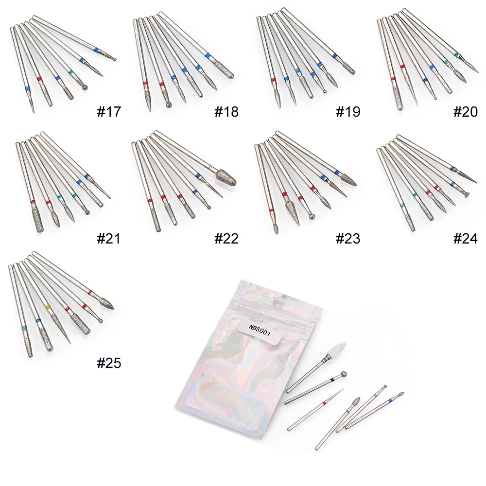 Punte per trapano per unghie per cuticole 6 pezzi Set di frese diamantate/ceramiche per accessori per lime per unghie elettriche per Manicure testa abrasiva per la cura delle unghie